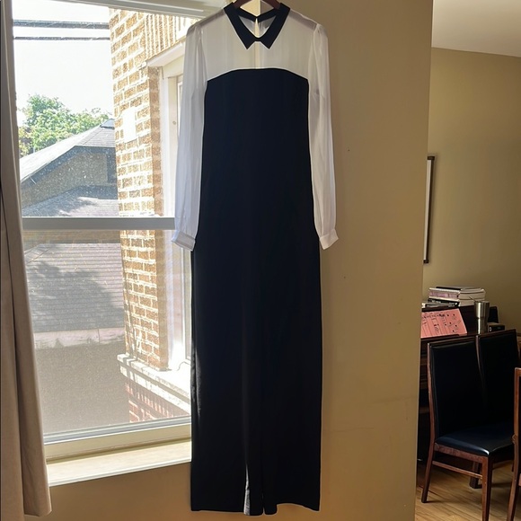 BCBGeneration Cream Long Sleeve black jumpsuit NWT - Picture 4 of 12